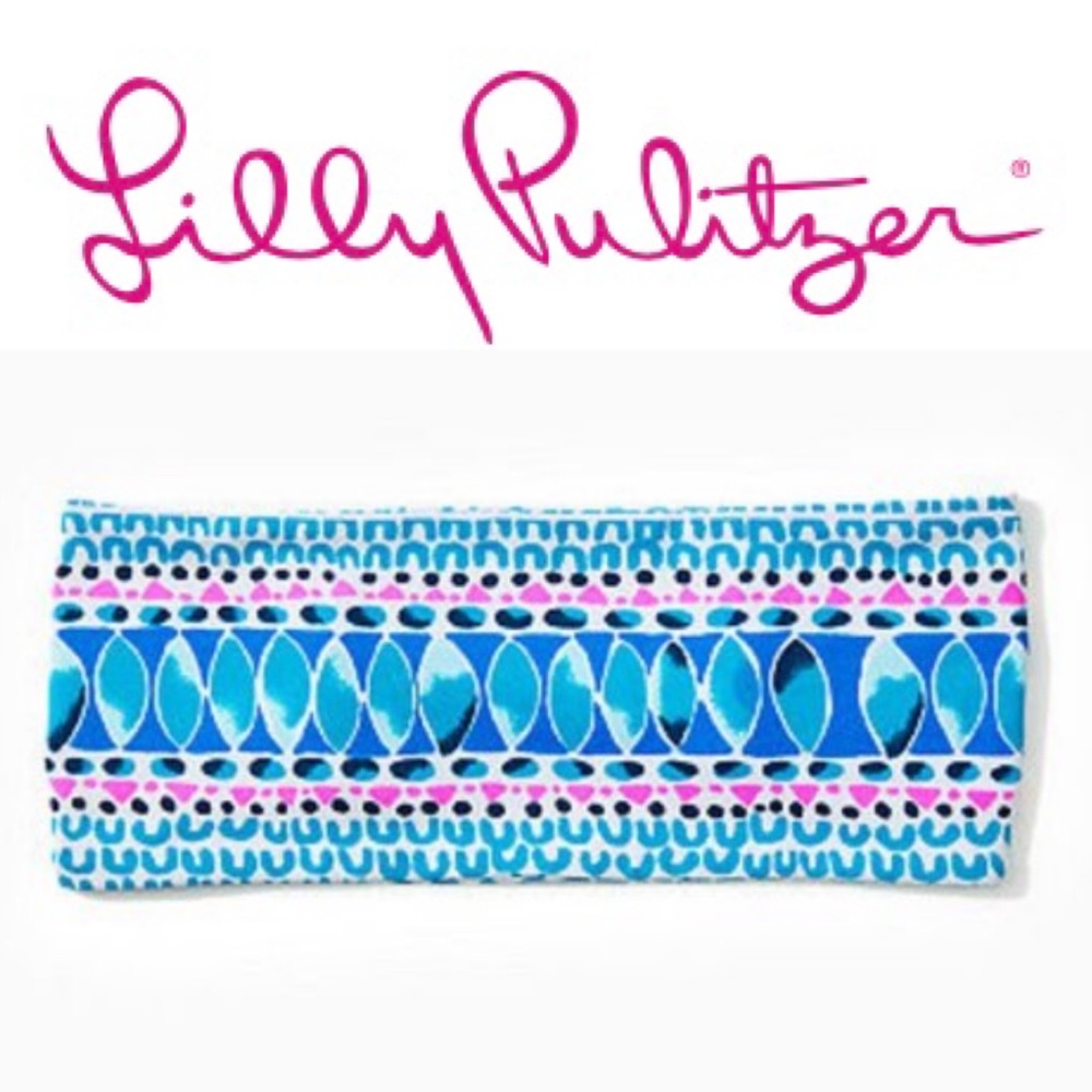 Lilly Pulitzer Chilly Lilly Button Up Headband in High Tide Navy Sugar Mambo
